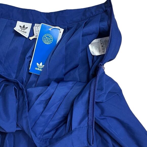 Adidas Skirt WMNS 8 Blue Pleated Lifestyle Tennis Collegiate Sporty Logo Preppy - Picture 10 of 16